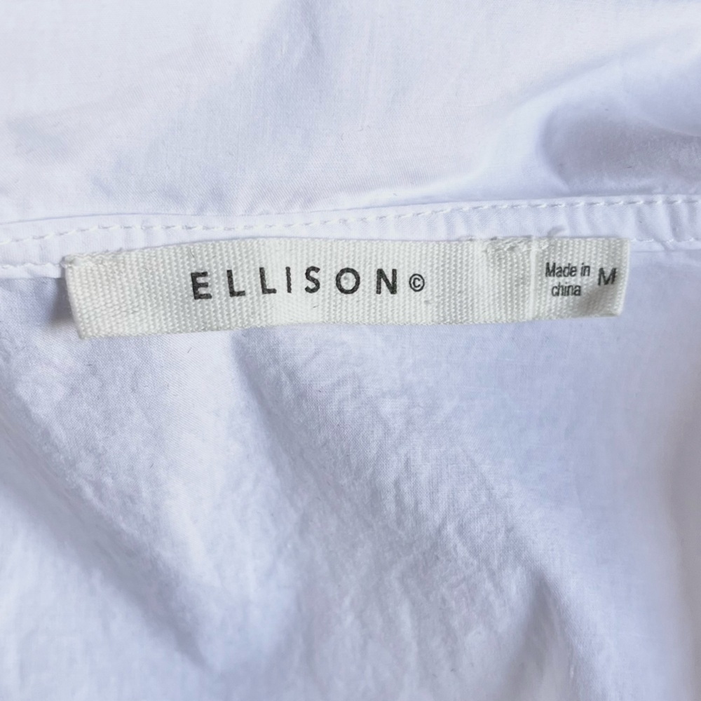 Ellison White Collard Puff Sleeve Button-Down Blouse - Picture 5 of 7